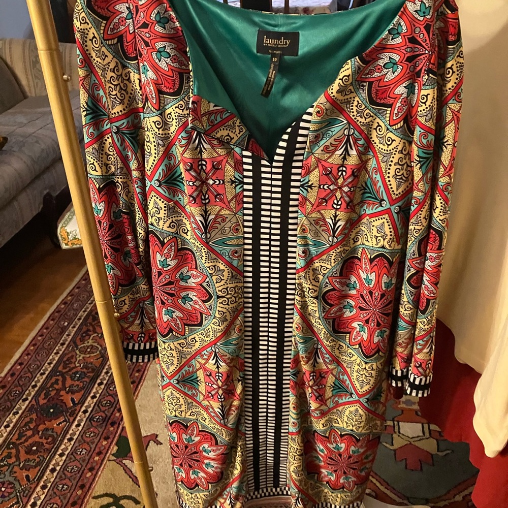 Laundry By Shelli Segal Teal and Black Dress